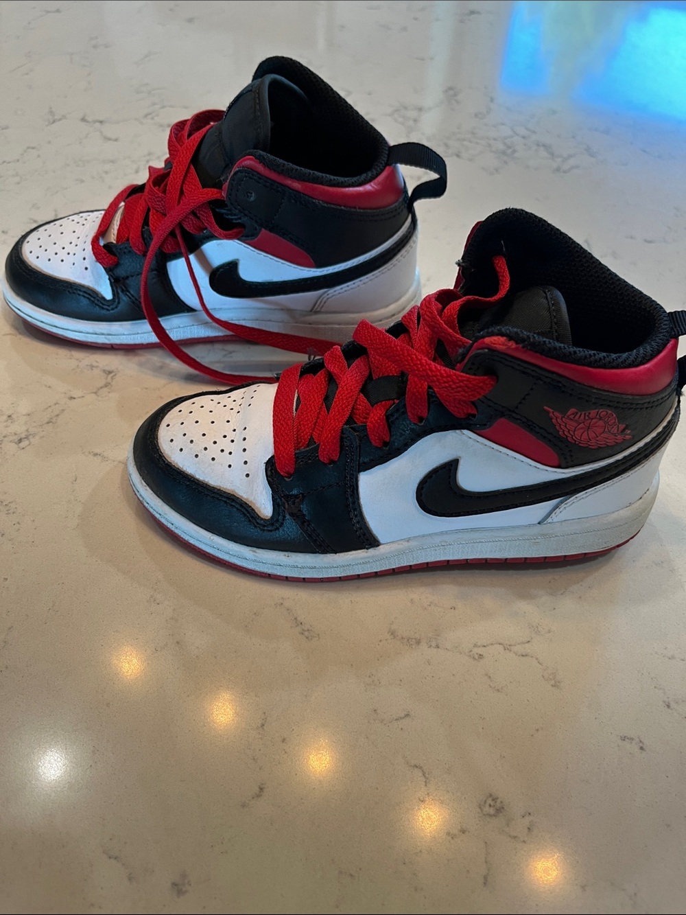 Nike Kids Air Jordan Black White Red Mid-Top Sneakers